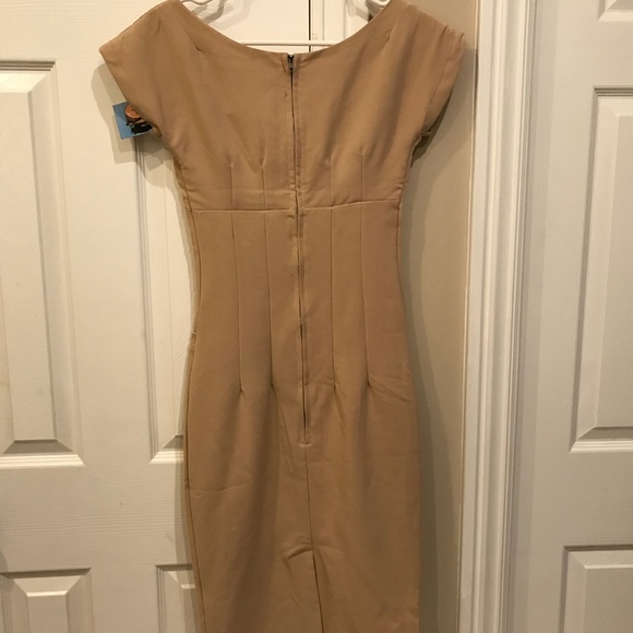 Beige Pencil Dress Tatyana Bettie Page 50’s Pin-Up - Picture 5 of 8